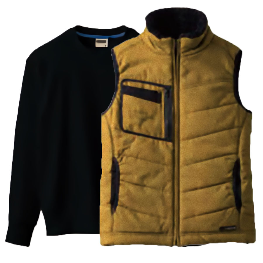 重ね着コーデ 防寒ベスト(フリース衿ボア)+9.4ozトレーナー(消臭) 4Lサイズ