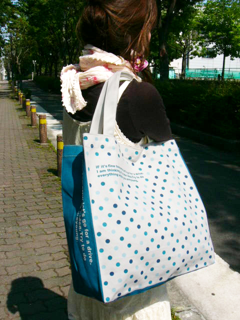 もってeco polka dots トート キャンバス素材のおしゃれなエコバッグ