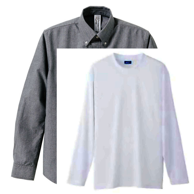 オックスフォード ボタンダウン長袖シャツ+インナー長袖Tシャツ 学割セットアップ