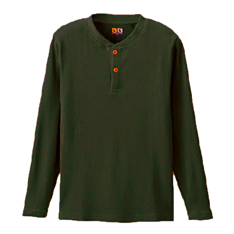 重ね着コーデ:カモフラージュ半袖Tシャツ+ 8.8oz 長袖ヘンリーネックシャツ M～LL(XL)