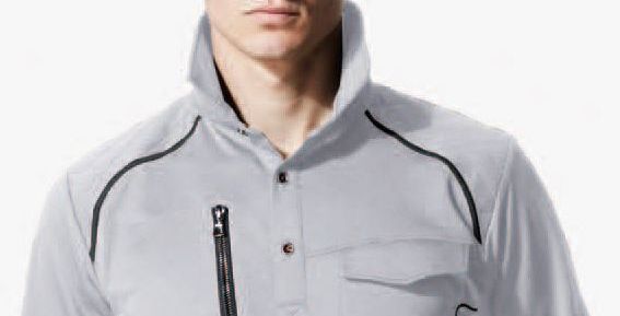 半袖ポロシャツ(両肩刺し子補強)+長袖Tシャツ 重ね着コーデ 4Lサイズ