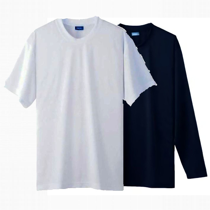 DRY+D 半袖Tシャツ+長袖Tシャツ(袖口リブ・胸ポケット無し)重ね着コーデ 6Lサイズ