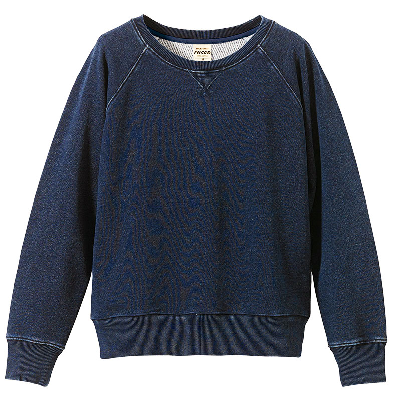 rucca 12.2oz クルーネックデニムスウェット(インディゴ染め) ガールズMサイズ