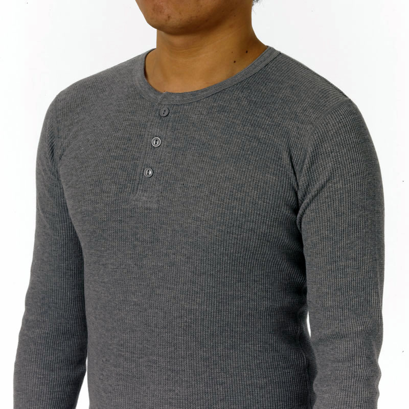 Arakai 5.6oz ワッフル長袖ヘンリーネックシャツ  S～XLサイズ