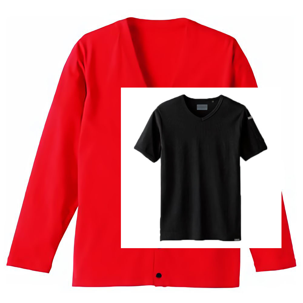 ユナイテッドアスレ メンズ(オールシーズン)コットンカーディガン+半袖VネックTシャツ