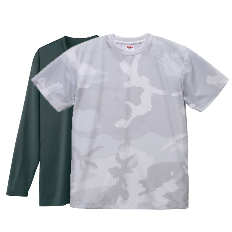 Tシャツ重ね着コーデ カモフラージュ半袖Tシャツ+長袖Tシャツ(ドライ+デオドラント)