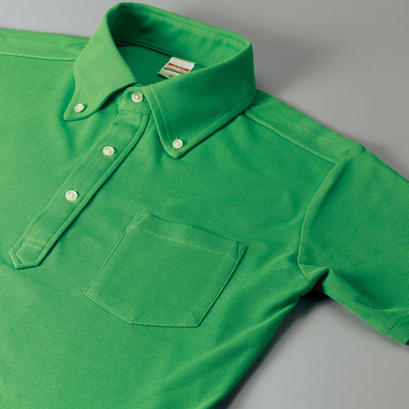 ボタンダウン鹿の子ポロシャツ(胸ポケット有り・ドライ・消臭・UVカット) 5.3oz 5Lサイズ