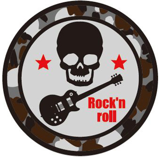 MA-1ワッペン 11023　Rock'n roll - skull