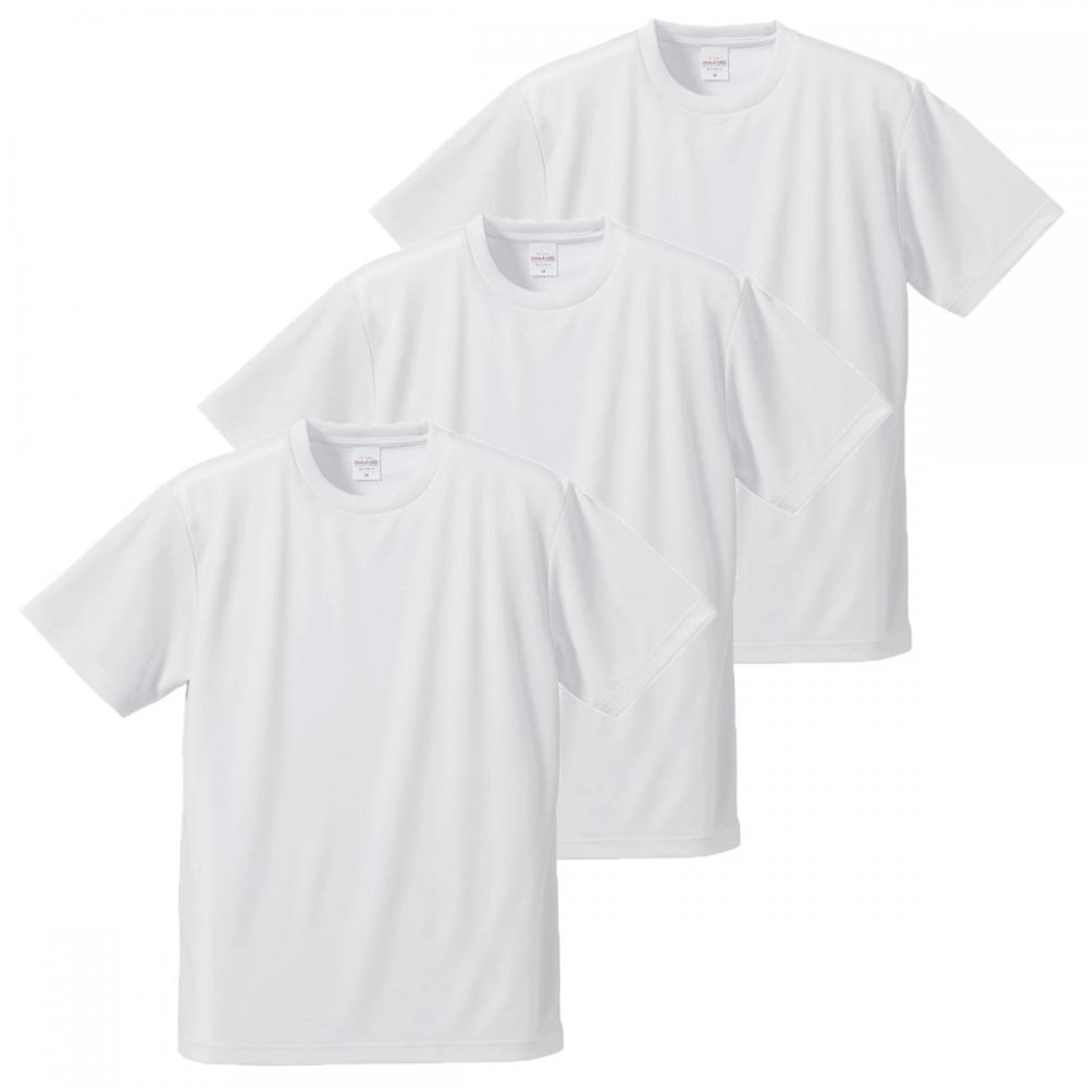 3day学割セット 4.1oz ホワイト(白)ドライアスレチックTシャツ×3枚 S～XLサイズ