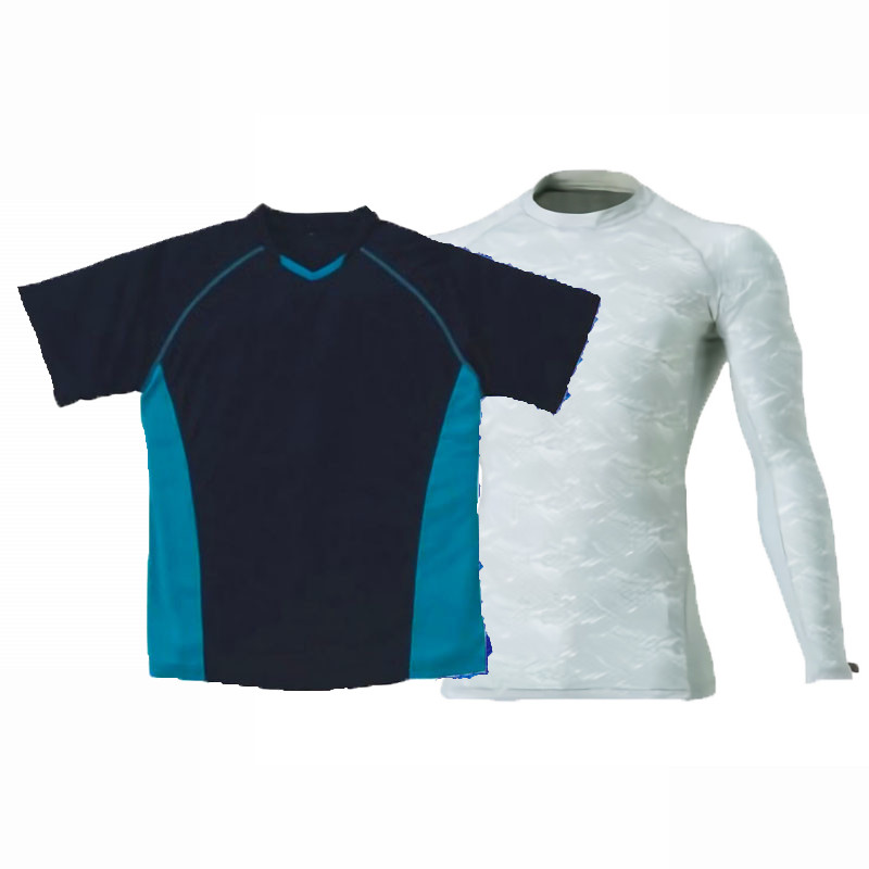 ラグランスリーブ重ね着コーデ 半袖シャツ+インナー長袖シャツ(適圧コンプレッション) S～3L