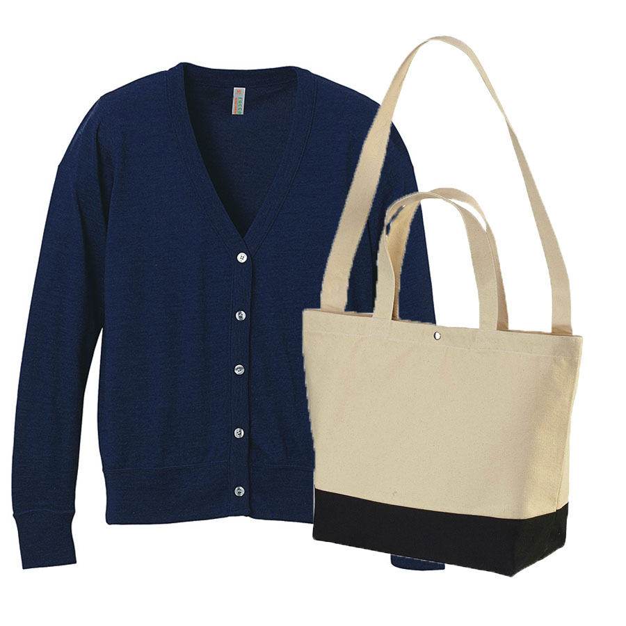 レディースカーディガン+トートバッグ・コーデ学割セット 4.4oz カーディガン+トートバッグ