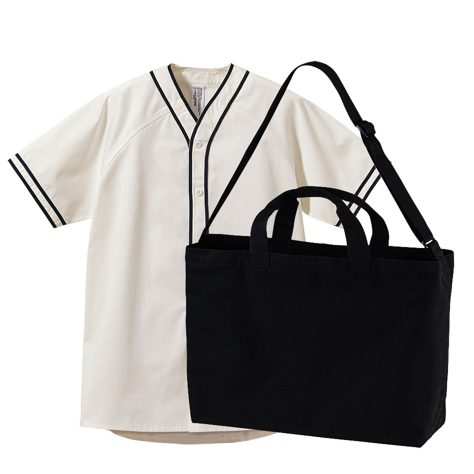 CABベースボールシャツ+ラージショルダーバッグ・コーデ for メンズ M～XLサイズ