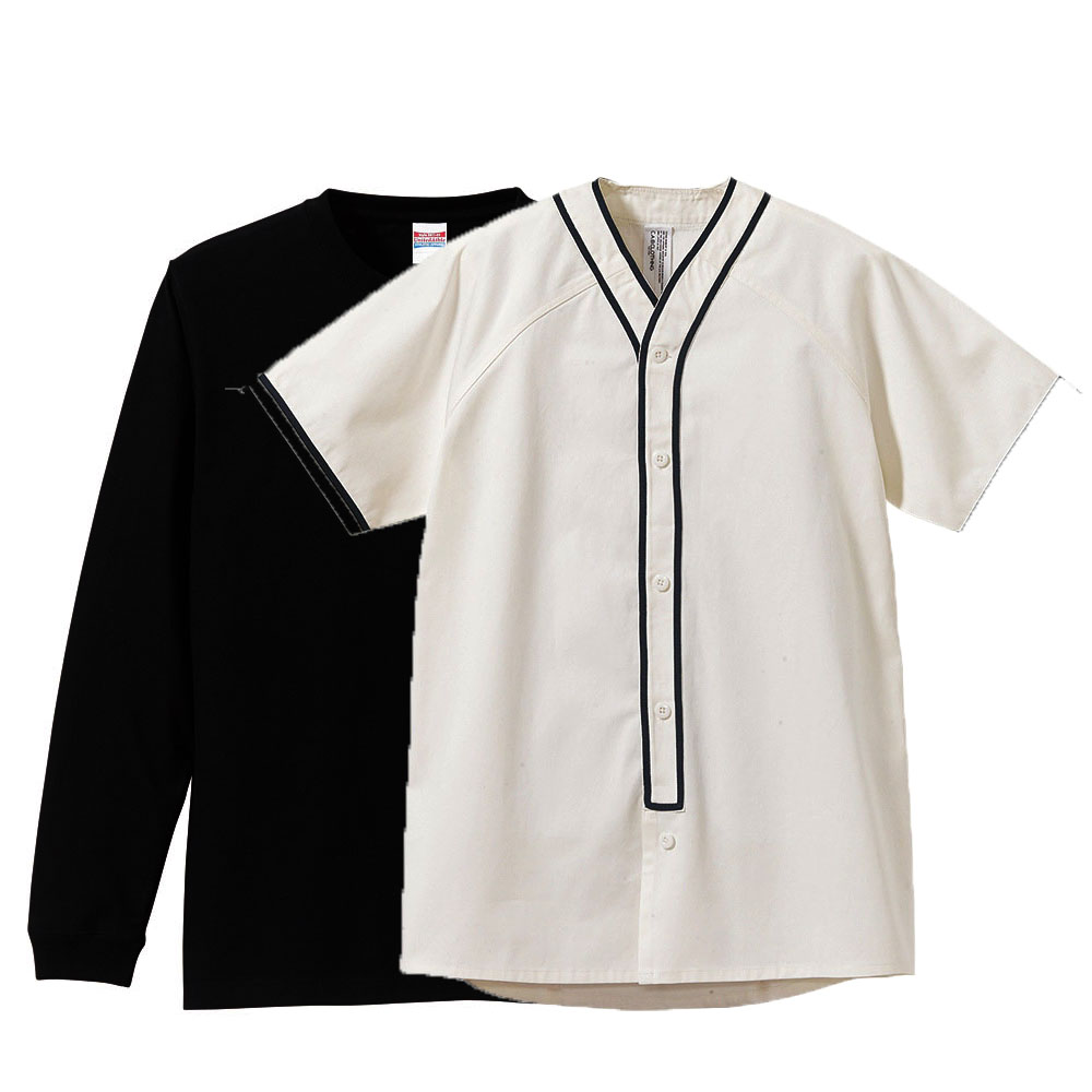 半袖・長袖 重ね着コーデ学割セット ベースボールシャツ+長袖Tシャツ M～XLサイズ