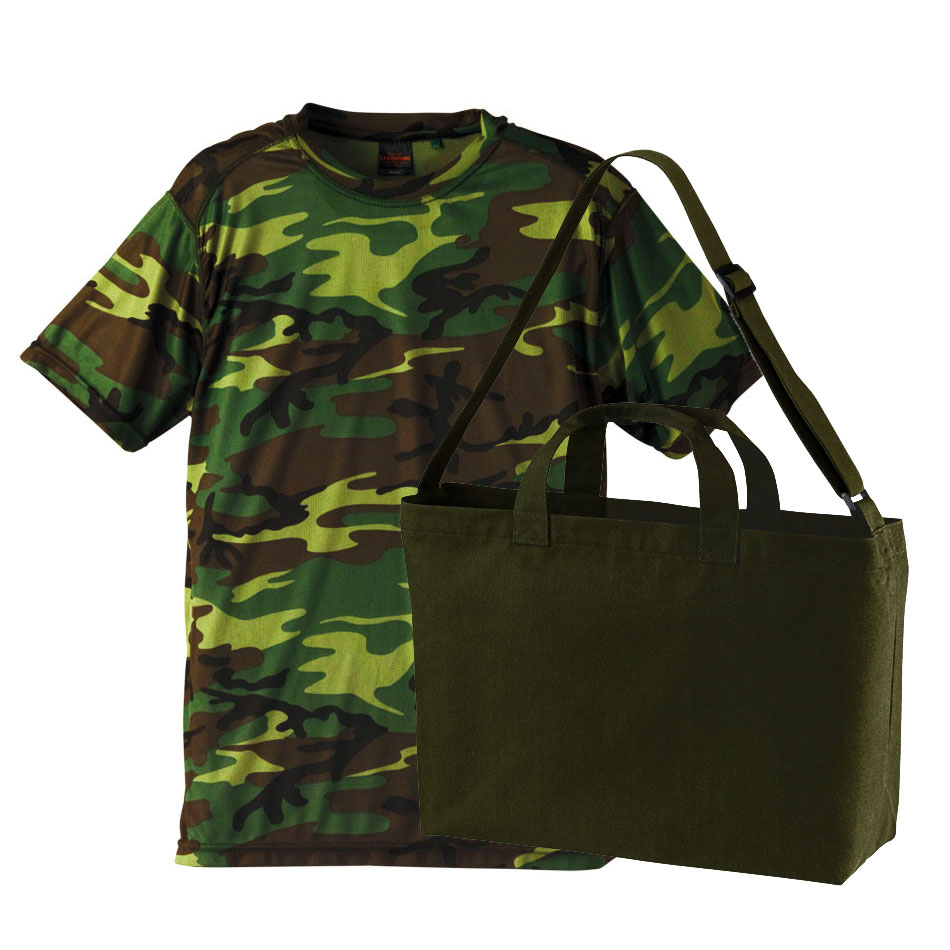 C.A.B.CLOTHING 迷彩色Tシャツ+ラージショルダーバッグ・コーデ  S～XLサイズ