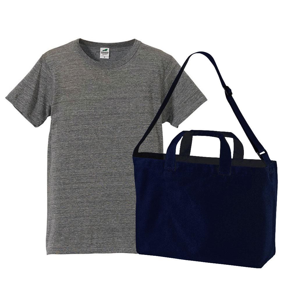 ユナイテッドアスレ 4.4oz ヴィンテージTシャツ+ラージショルダーバッグ・コーデ学割セット