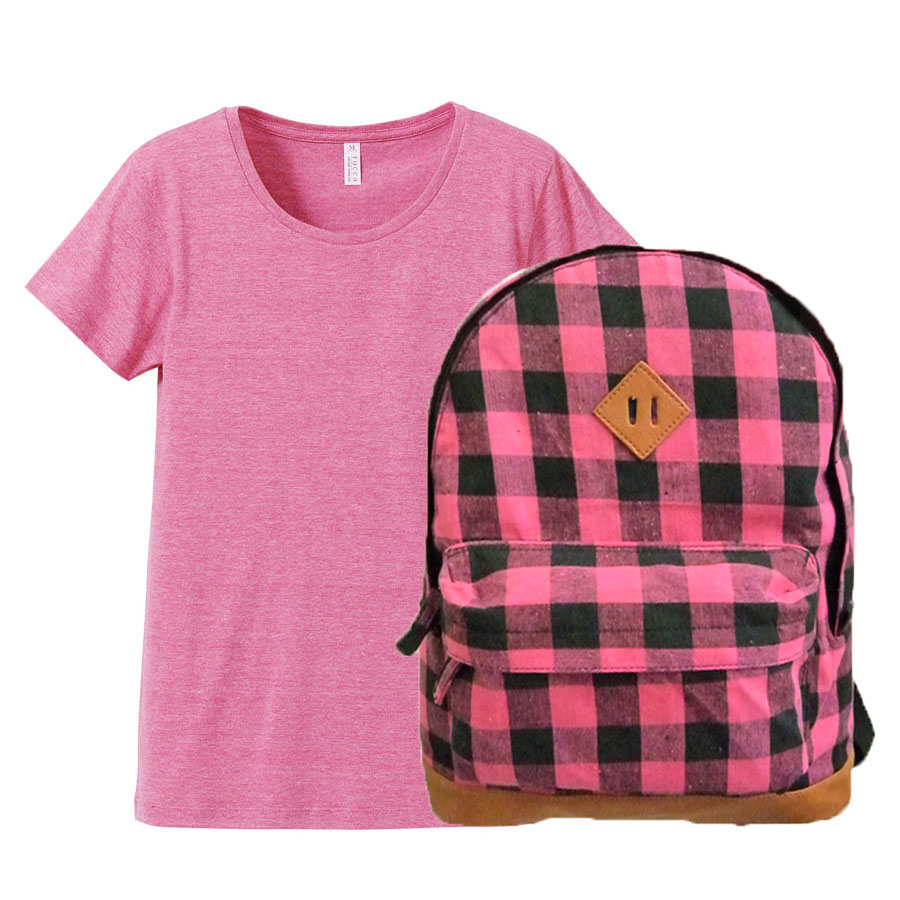 ヴィンテージTシャツ 4.4oz +チェック柄デイバッグ・コーデ ガールズMサイズ