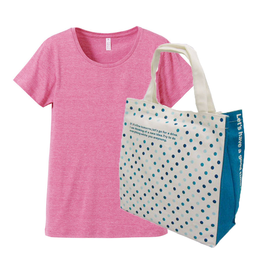 ヴィンテージTシャツ+トートバッグ(水玉)・コーデ学割セット 4.4oz XS～XLサイズ