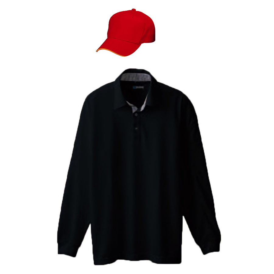 ゴルフウェア・コーデ(ポロシャツ+帽子) 4.6oz 長袖ポロシャツ+メジャーキャップ 5Lサイズ