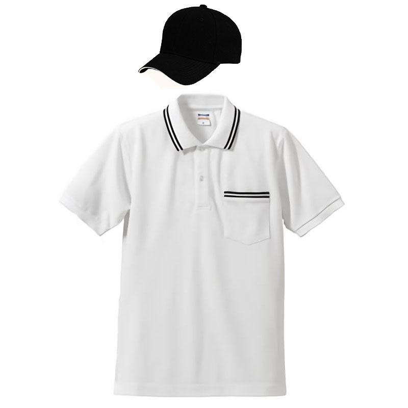 ポロシャツ+帽子・コーディネート 5.3oz ラインポロシャツ+コットンメジャーキャップ XS～XL