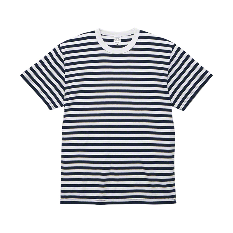 ボーダーTシャツ(半袖)+ホワイト長袖Tシャツ(袖口リブ&胸ポケット:無し) コーデ・セットアップ