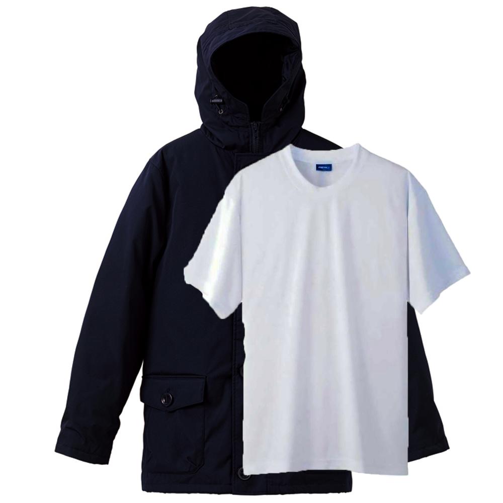 TPS presents ファイバーダウンパーカー(中綿入り)+白Tシャツ1着無料セット M～XL