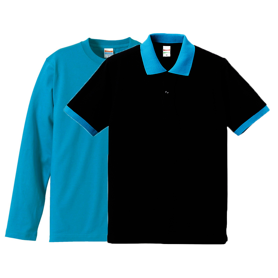 ユナイテッドアスレ ドライ鹿の子ポロシャツ+長袖Tシャツ重ね着コーデ XXLサイズ