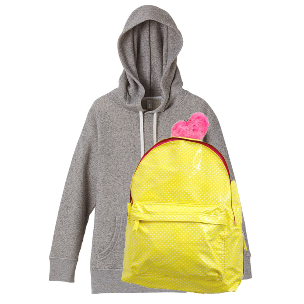 rucca 8.4oz プルオーバーパーカー+ドット柄エナメルデイバッグ(イエロー) ガールズ