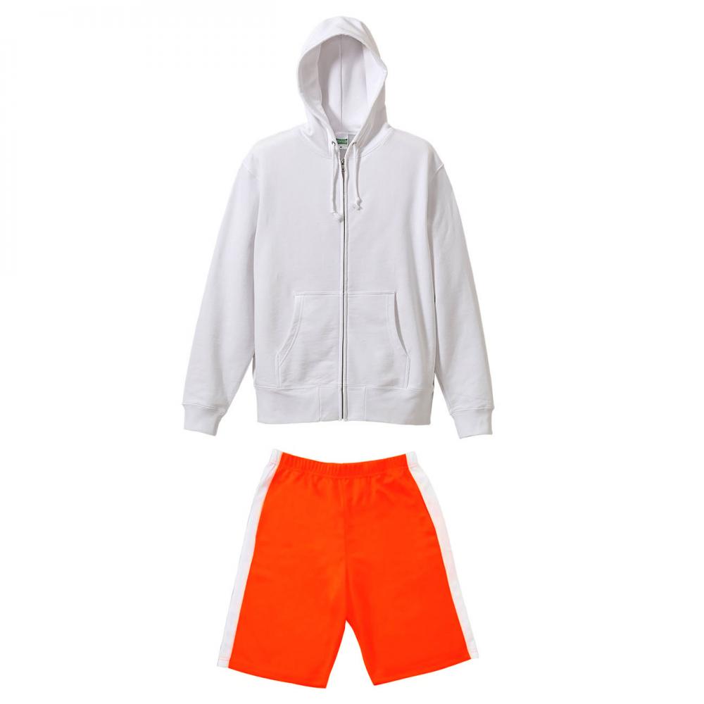 上下コーデセット フルジップパーカー+ハーフパンツ メンズ&レディース 3L(XXL)