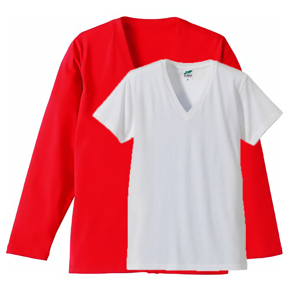 ユナイテッドアスレ重ね着コーデ VネックTシャツ+コットンカーディガン for Men