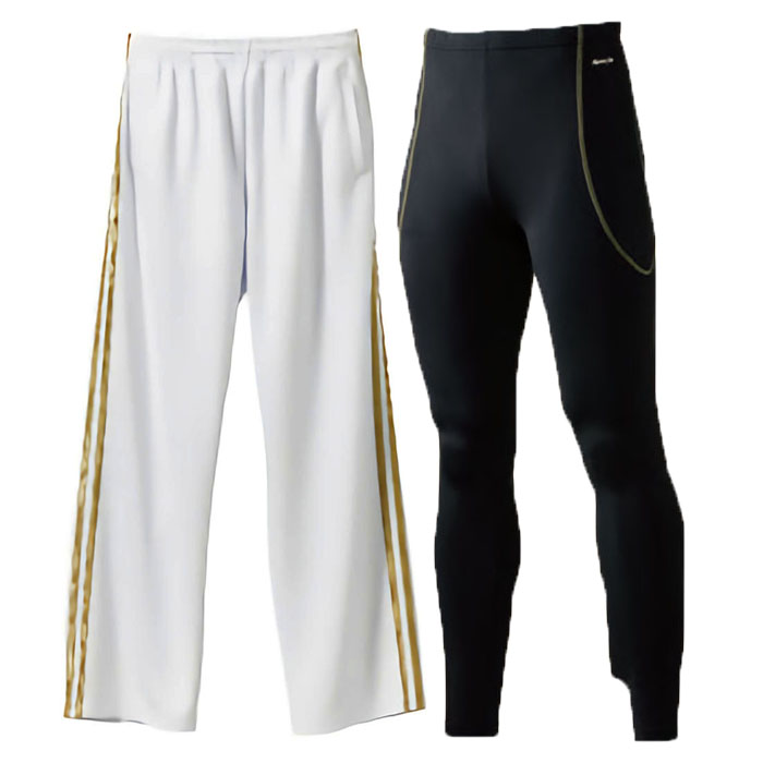 防寒ジャージボトムスセットアップ インナー:サポートタイツ(ブラックxゴールドライン)