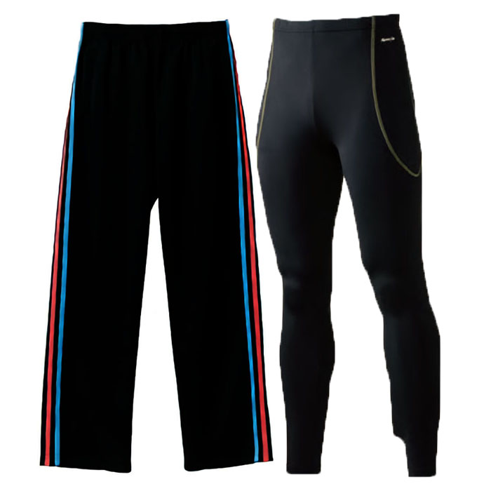 防寒ジャージボトムス学割セット インナー:サポートタイツ(ブラックxゴールドライン)