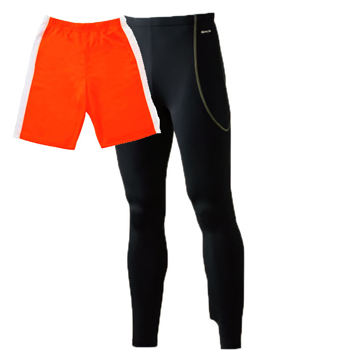 防寒ボトムスセットアップ ハーフパンツ+サポートタイツ(ブラックxゴールドライン)