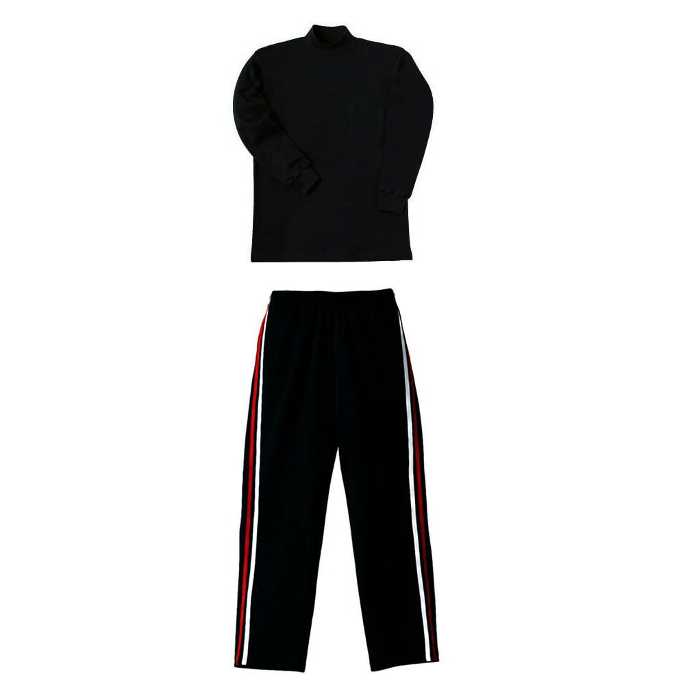 ジャージロングパンツ+長袖ハイネックシャツ 6.5oz 上下セットアップ M～LL(XL)