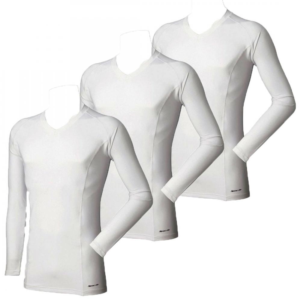 3days 防寒(裏起毛)長袖サポートシャツ3日間 Vネック長袖サポートシャツ×3 SS～3L