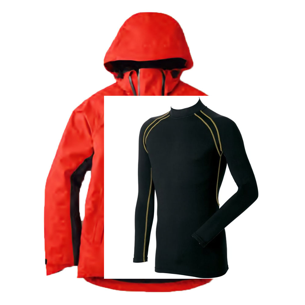 CORDURA防水防寒JK+裏起毛コンプレッションインナー(ブラック×ゴールドライン) S～LL