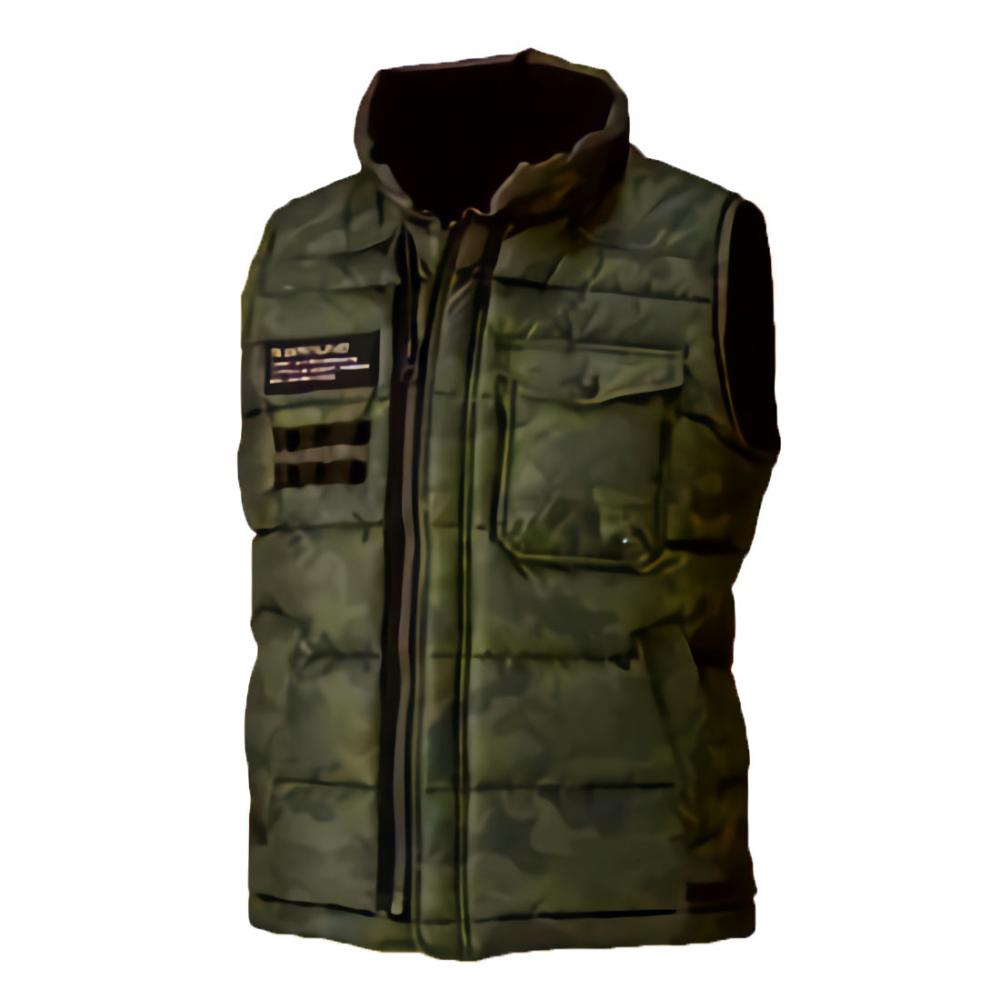 ミリタリーテイストセットアップ G.GROUND極厚防寒ベスト+迷彩色つなぎ M～LLサイズ